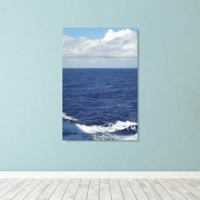 Lienzo Olas oceánicas Fluffy White Clouds Blue Sky Canvas (Insitu (piso de madera))