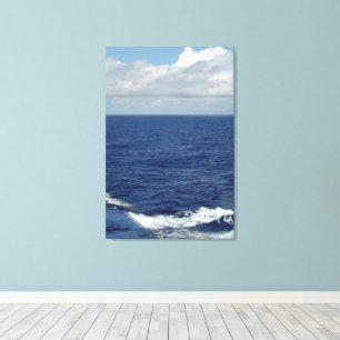 Lienzo Olas oceánicas Fluffy White Clouds Blue Sky Canvas