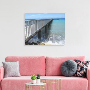 Lienzo Olas que salpican en el diseño del muelle