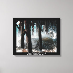 Lienzo Olas que se estrellan - Tubo de playa de foca Lien