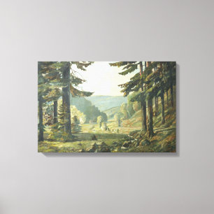 Lienzo Old German Oil Painting - Forest sierra de mineral