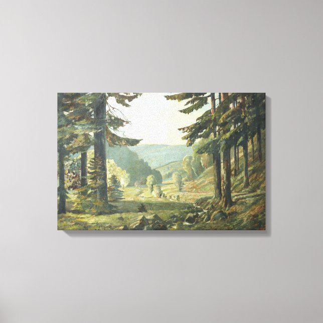 Lienzo Old German Oil Painting - Forest sierra de mineral (Anverso)