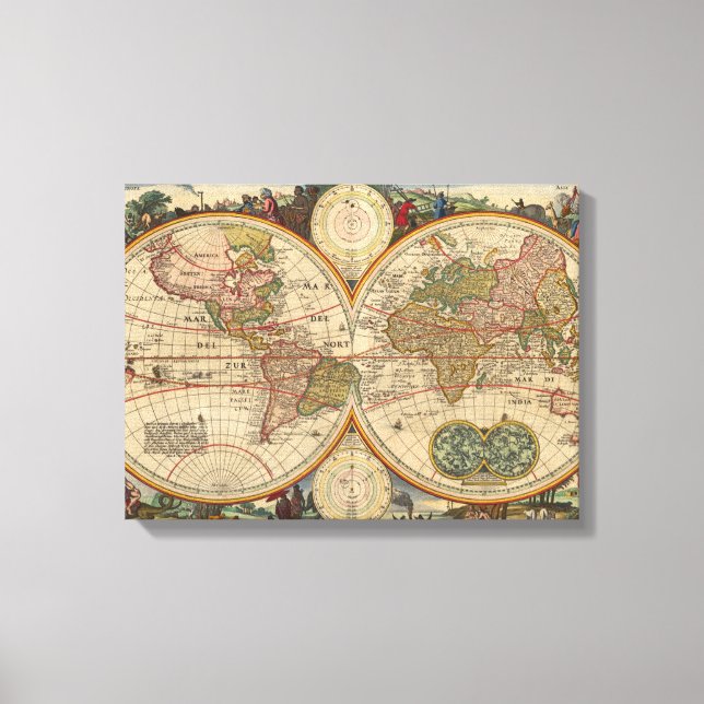 Lienzo Old World Map By Nicolaas Visscher (Anverso)