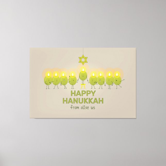 Lienzo Olive Hanukkah Menorah (Anverso)