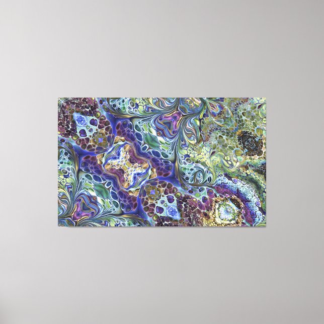 Lienzo Olive sage green, púrpura azul burgundy abstracto (Anverso)