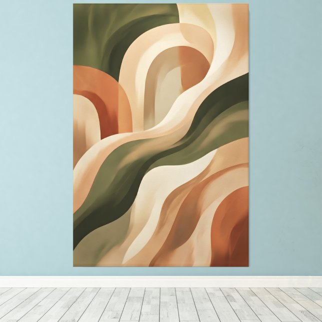 Lienzo Olive Terracotta Abstract Gallery Art Canvas Print (Insitu (piso de madera))