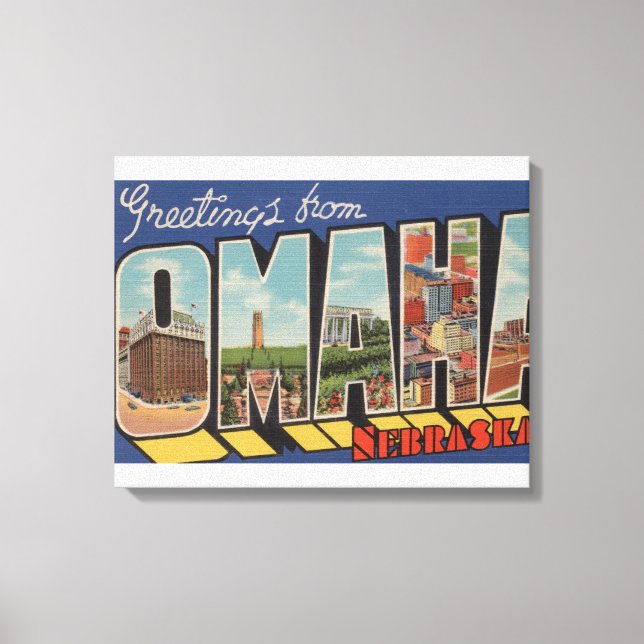 Lienzo Omaha, NebraskaLetra Large Letter Scenes Omaha, NE (Anverso)