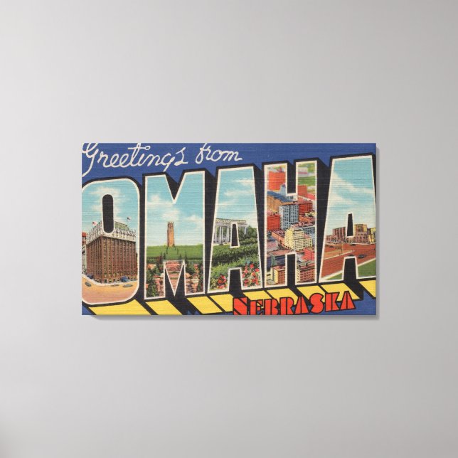 Lienzo Omaha, NebraskaLetra Large Letter Scenes Omaha, NE (Anverso)