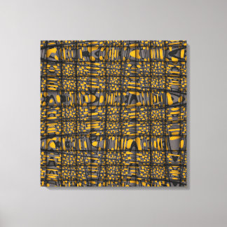Lienzo Onda de tejido de Naranja gris con abstracto geomé