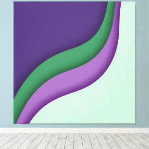 Lienzo Onda Morada Verde Moderna