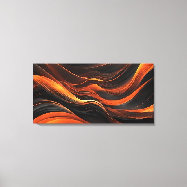 Lienzo Ondas abstractas en una curva de negro y naranja (Anverso)