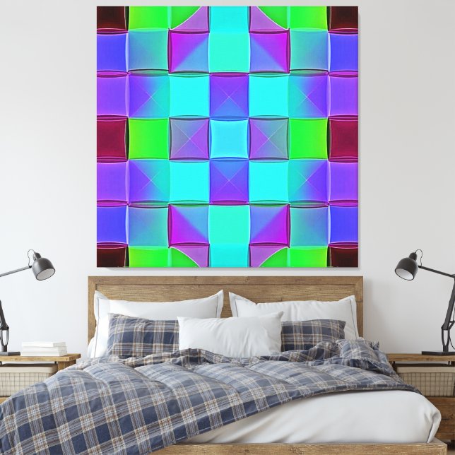 Lienzo Ondas de luz geométrica vibrante (Insitu(Dormitorio))