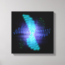 Lienzo Ondas modernas de sonido brillante neón