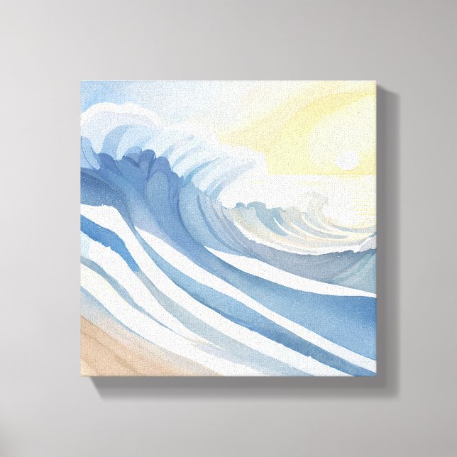 Lienzo Ondas oceánicas | Azul acuático (Anverso)