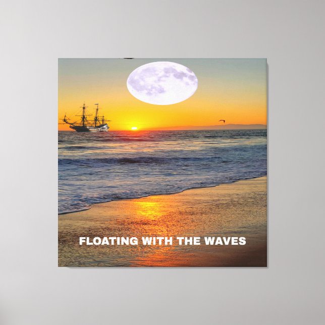 Lienzo Ondas oceánicas azules (Anverso)