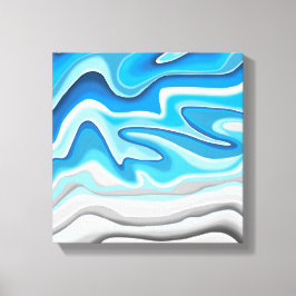Lienzo Ondas oceánicas | Pintura abstracta azul