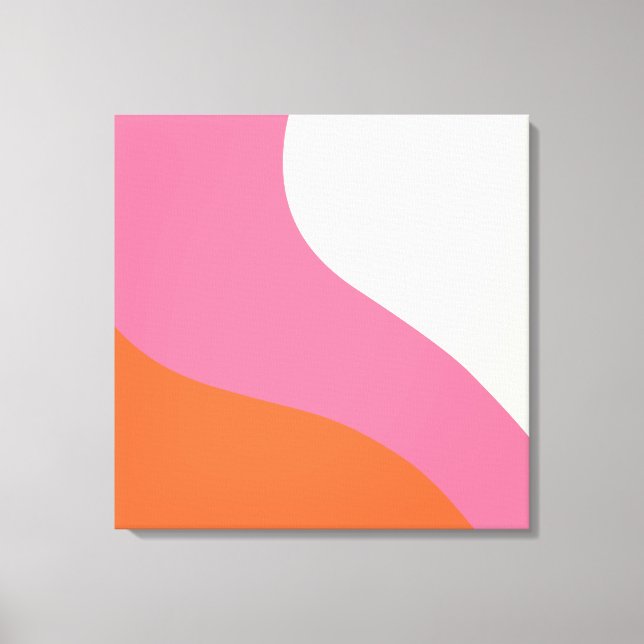 Lienzo Ondas simples - rosa, Naranja y crema (Anverso)