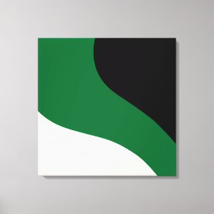 Lienzo Ondas simples - Verde, Crema y Negro