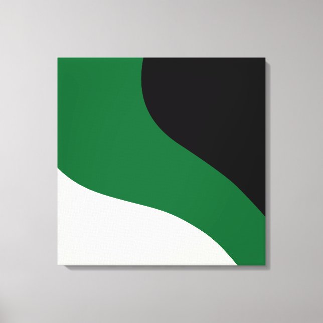 Lienzo Ondas simples - Verde, Crema y Negro (Anverso)