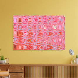 Lienzo Ondas Zigzag Retro Abstractas Frías en Rojo y Rosa