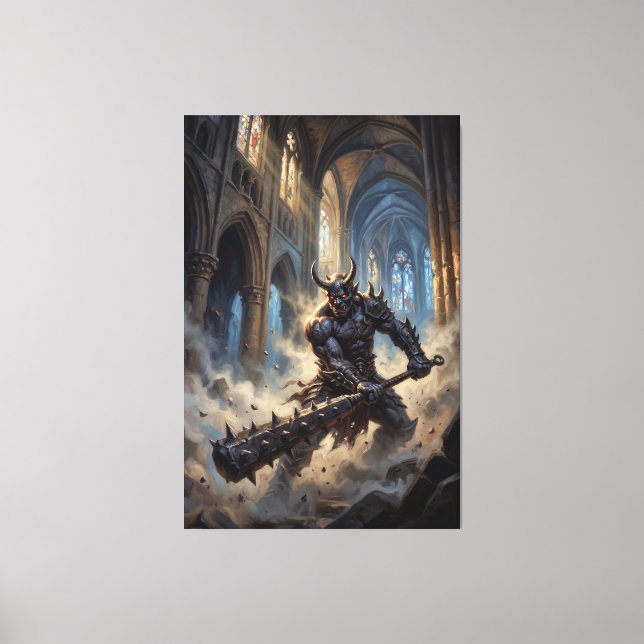 Lienzo Oni Demonio en la Catedral Gótica (Anverso)