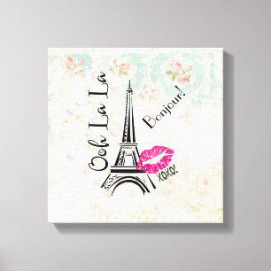Lienzo Ooh La Paris Torre Eiffel en patrón de cosecha
