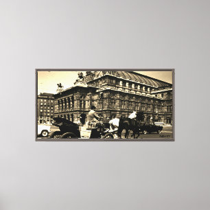Lienzo Ópera Staatsoper Fiaker Viena Austria vintage