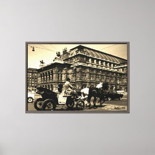 Lienzo Ópera Staatsoper Fiaker Vintage Austria Viena