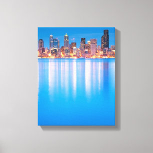 Lienzo Opinión azul de la hora de Seattle céntrica