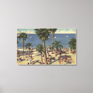 Lienzo Opinión de Avalon de la playa con los Sunbathers