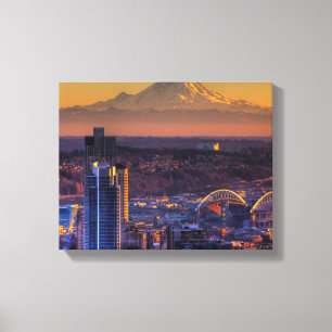 Lienzo Opinión de Seattle céntrica, fútbol del paisaje