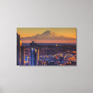 Lienzo Opinión de Seattle céntrica, fútbol del paisaje