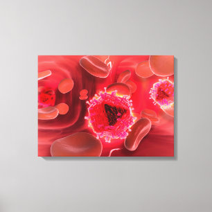 Lienzo Opinión microscópica el virus del VIH dentro de