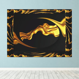 Lienzo Opulent Swirl Liquid Gold and Black Monochrome Art