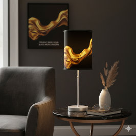 Lienzo Opulent Swirl Liquid Gold Black Monochrome Art 
