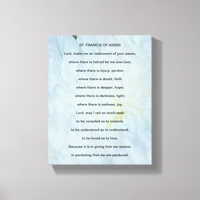 Lienzo Oración de San Francisco de Asís (Anverso)