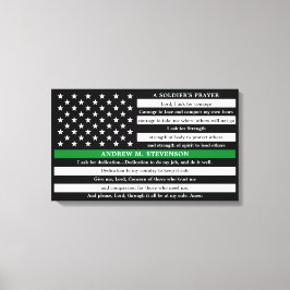 Lienzo Oración de soldados personalizada y delgada línea