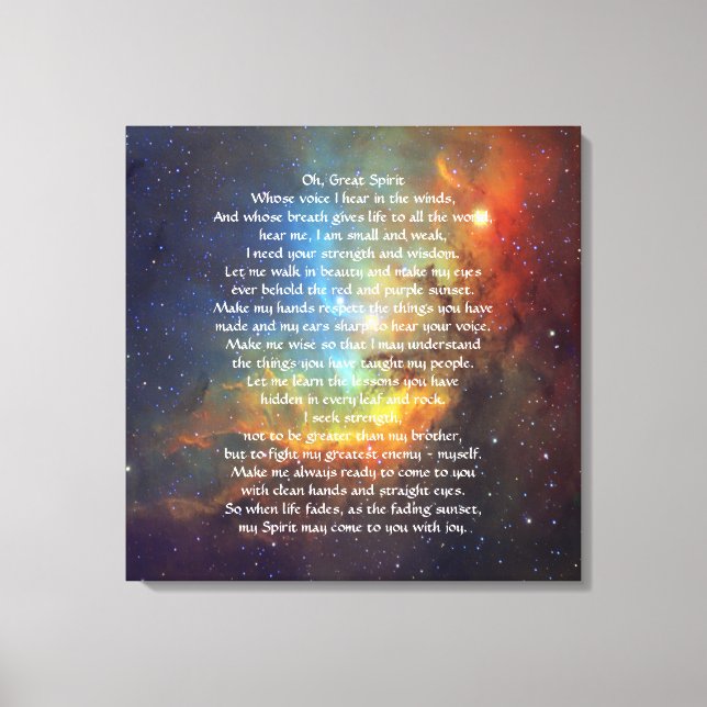 Lienzo Oración del jefe indígena nativo americano (Anverso)