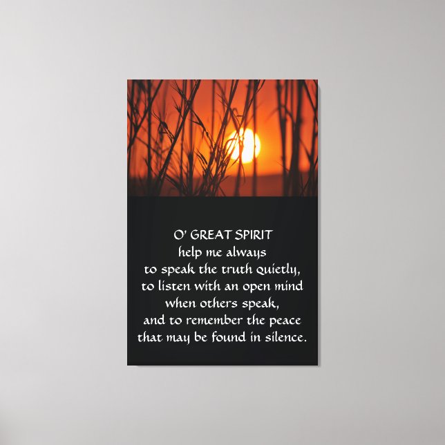 Lienzo Oración Indígena Nativa Americana (Anverso)