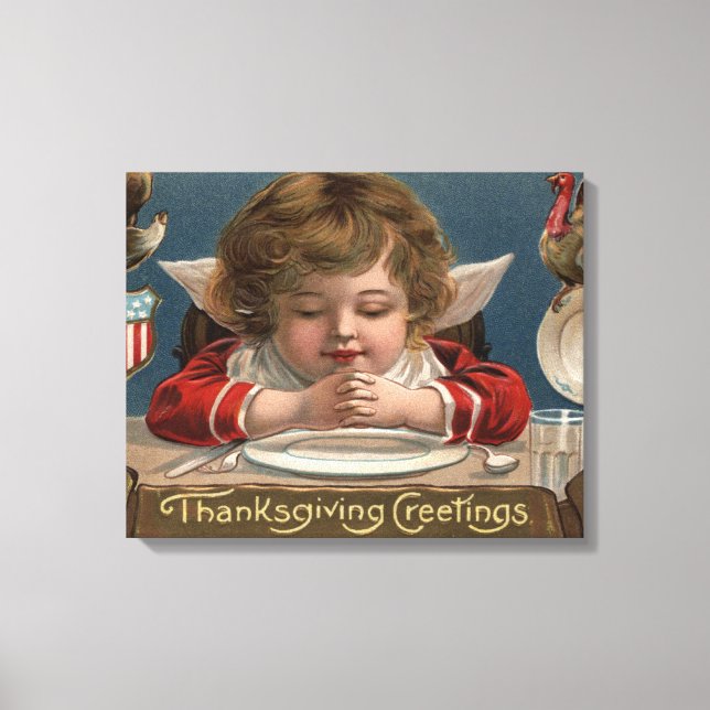 Lienzo Oración infantil en la mesa de cena (Anverso)