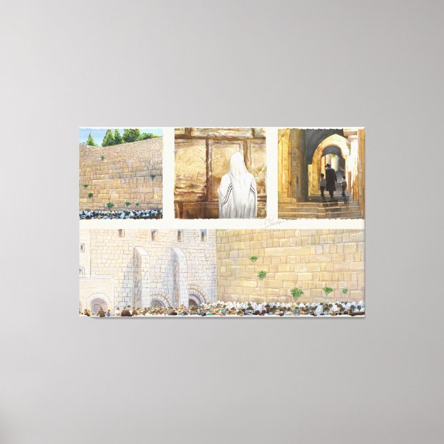 Lienzo "Oración" Muro Occidental KOTEL Ciudad Antigua Jer (Anverso)