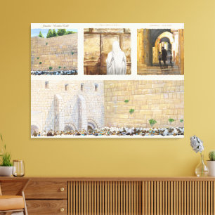 Lienzo "Oración" Muro Occidental KOTEL Jerusalén Ciudad V