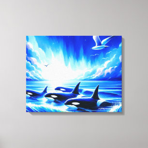 Lienzo "Orcas majestuosas"