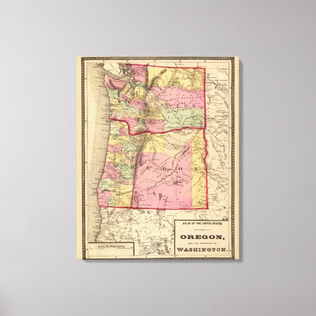 Lienzo Oregón y el Territorio de Washington (Anverso)