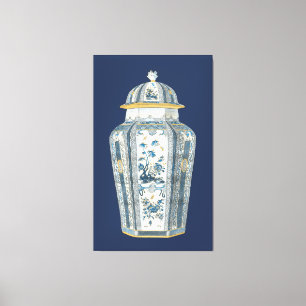 Lienzo Orgullo asiático decorativo en azul y blanco