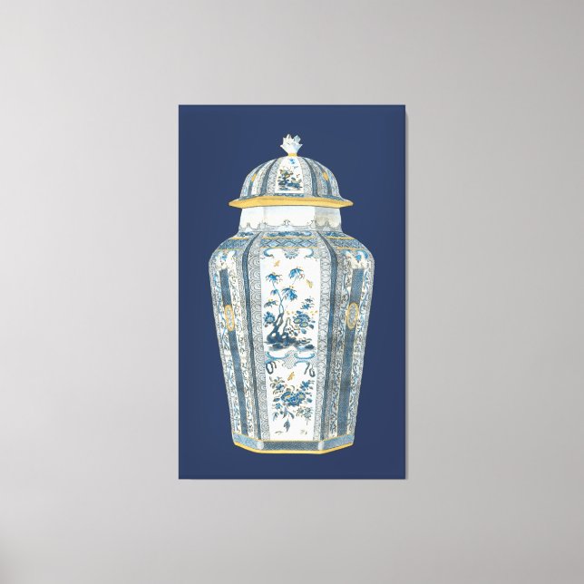 Lienzo Orgullo asiático decorativo en azul y blanco (Anverso)