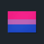 Lienzo Orgullo bisexual (Bandera Bi)<br><div class="desc">Este diseño presenta la bandera del orgullo bisexual, diseñada por primera vez por Michael Page en 1998. Su intención era dar a la comunidad bisexual su propio símbolo comparable a la bandera del orgullo gay. En la bandera, el rosa es para la misma atracción de género, el azul es para...</div>