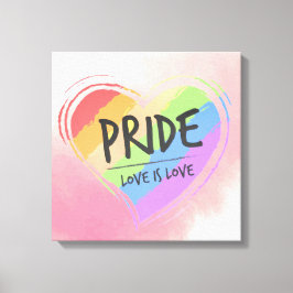 Lienzo Orgullo El amor es amor Corazón Arcoiris