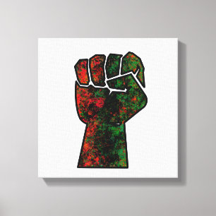 Lienzo orgullo negro bandera panafricana roja verde puño