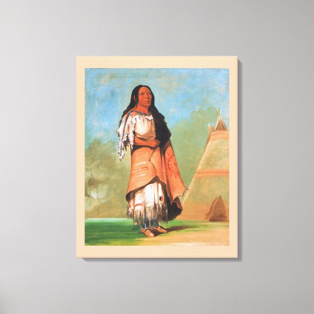 Lienzo Orgullosa mujer india de pie negro, George Catlin (Anverso)